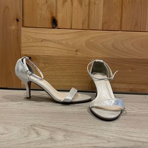 Size 9.5 silver heels David’s Bridal